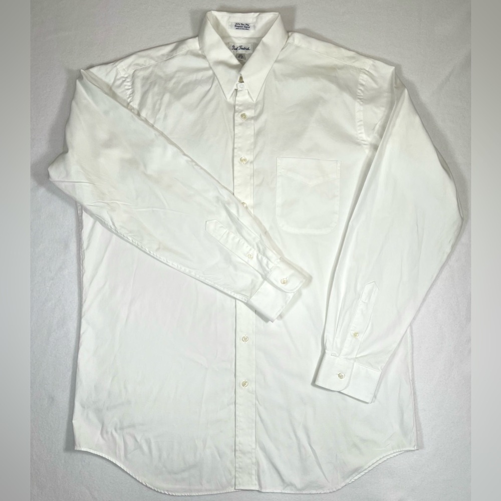 PAUL FREDRICK‎ Men’s 80’s Two Ply Pinpoint Oxford White Button Down Size 17-37